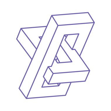 İllüzyon şekilleri. Üç boyutlu geometri dövmesi. Optik illüzyon figürleri. Kutsal geometri. Moda 2022 'de logo Çok Peri rengi.