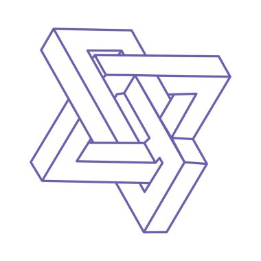 İmkansız bir şekil. Kutsal geometri figürleri. Optik yanılsama. Soyut sonsuz geometrik nesneler. İmkansız sonsuz özet. Optik sanat. Beyaz arka planda imkansız geometri şekli. Escher tarzı.