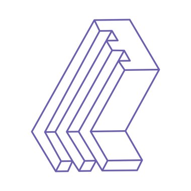 Optik illüzyon logosu. İmkansız şekiller. Kutsal geometri figürleri. Soyut sonsuz geometrik nesneler. İmkansız sonsuz ana hatları. Optik sanat. Beyaz arkaplanda imkansız geometri şekli.