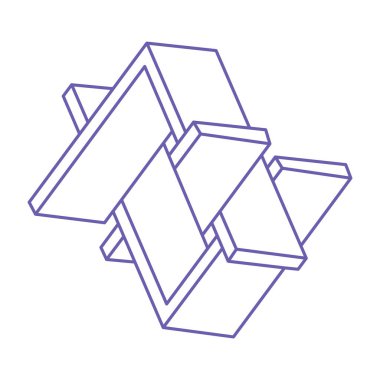 İllüzyon şekilleri. Üç boyutlu geometri. Optik illüzyon figürleri. Kutsal geometri dövmesi moda 2022 Çok Peri rengi.