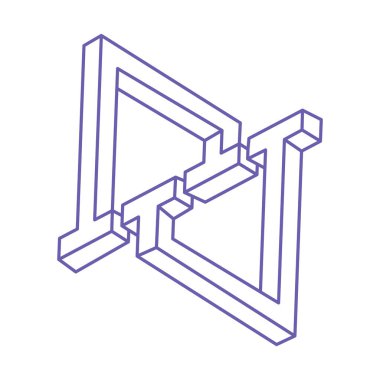 İmkânsız optik illüzyon şekilleri. Logo. Optik sanat objeleri. İmkansız rakamlar. Çizgi çalışması. Gerçekdışı geometrik nesne.
