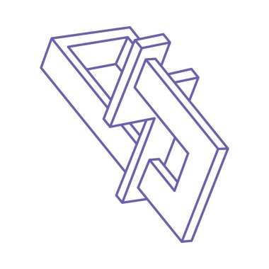 İllüzyon şekilleri. Üç boyutlu geometri dövmesi. Optik illüzyon figürleri. Kutsal geometri logosu moda 2022 Çok Peri rengi.