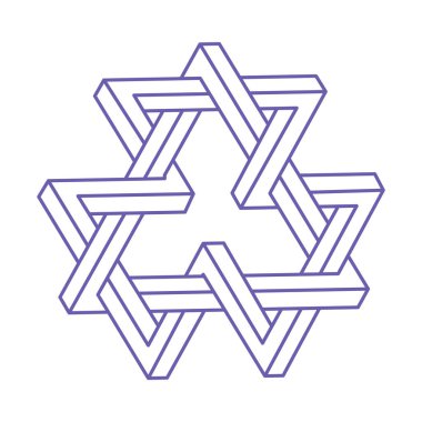 İllüzyon şekilleri. Moda 2022 Çok Peri renginde 3 boyutlu geometri dövmesi. Optik illüzyon figürleri. Kutsal geometri. Logo.