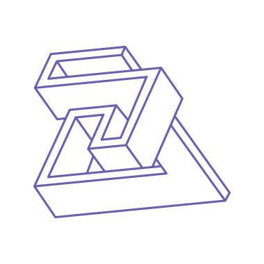 İllüzyon şekilleri. Üç boyutlu geometri. Optik illüzyon figürleri. Kutsal geometri logosu moda 2022 Çok Peri rengi.