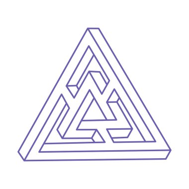 İmkânsız optik illüzyon şekilleri. Logo. Optik sanat objeleri. İmkansız bir rakam. Çizgi sanat üçgeni. Gerçekdışı geometrik nesne.