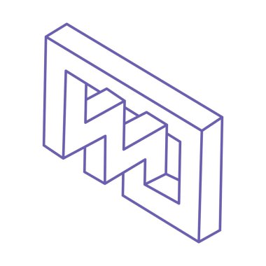 İmkansız şekiller. Kutsal geometri figürleri. Optik yanılsama. Soyut sonsuz geometrik nesneler. İmkansız sonsuz özet. Çizgi çalışması. Optik sanat. Beyaz arkaplanda imkansız geometri şekli.