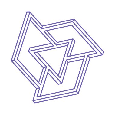 İllüzyon şekilleri. Üç boyutlu geometri objeleri. Logo. Optik illüzyon figürü. Kutsal geometri. Optik sanat.