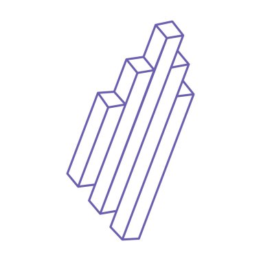 Optik illüzyon logosu. İmkansız şekiller. Kutsal geometri figürleri. Soyut sonsuz geometrik nesneler. İmkansız sonsuz ana hatları. Optik sanat. Beyaz arkaplanda imkansız geometri şekli.