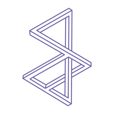 Optik yanılsama. Kutsal geometri. İmkansız şekiller. Soyut sonsuz geometrik nesne. İmkansız sonsuz taslak figürü. Optik sanat. Beyaz arkaplanda imkansız geometri sembolü. 