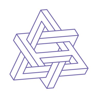 Logo. İmkansız şekil, optik illüzyon, vektör. Optik sanat objeleri. Geometrik şekiller. Satır sanatı.