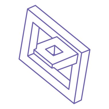 İmkansız bir şekil. Logo. Kutsal geometri figürü. Optik yanılsama. Soyut sonsuz geometrik nesne. İmkansız sonsuz özet. Çizgi çalışması. Optik sanat. Beyaz arkaplanda imkansız geometri şekli.