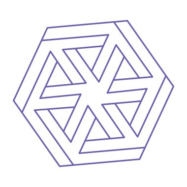 İmkansız şekiller, optik illüzyon logosu, vektör. Optik sanat objeleri. Geometrik şekil.