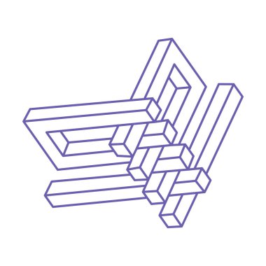 İmkansız şekiller, optik yanılsama, vektör. Optik sanat objeleri. Logo. Geometrik şekiller.