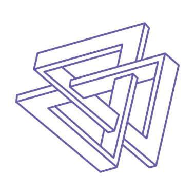 İmkansız şekil, optik illüzyon, vektör. Optik sanat objeleri. Logo. Geometrik şekil.