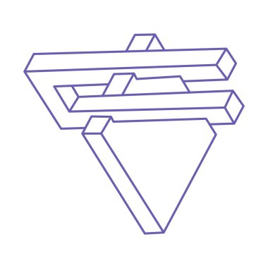 Optik yanılsama. İmkansız şekiller. Kutsal geometri figürü. Soyut sonsuz geometrik nesne. İmkansız sonsuz özet. Optik sanat. Beyaz arkaplanda imkansız geometri şekli.