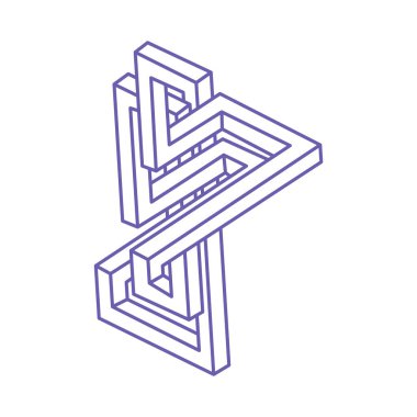 İmkansız şekiller, optik yanılsama, vektör. Optik sanat objeleri. Logo. Geometrik şekiller.
