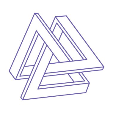 İmkânsız optik illüzyon şekilleri. Logo. Optik sanat objeleri. İmkansız rakamlar. Çizgi çalışması. Gerçekdışı geometrik nesneler.