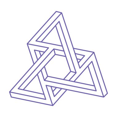 İmkansız şekil, optik illüzyon, vektör. Optik sanat objesi. Geometrik şekiller.