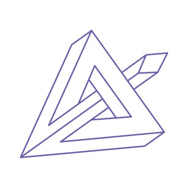 İmkansız şekiller. Kutsal geometri figürü. Optik illüzyon logosu. Soyut sonsuz geometrik nesne. İmkansız sonsuz özet. Çizgi çalışması. Optik sanat. Beyaz arkaplanda imkansız geometri şekli.