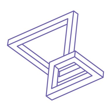 İmkansız bir şekil. Kutsal geometri figürleri. Optik yanılsama. Soyut sonsuz geometrik nesneler. İmkansız sonsuz özet. Optik sanat. Beyaz arka planda imkansız geometri şekli. Escher tarzı.