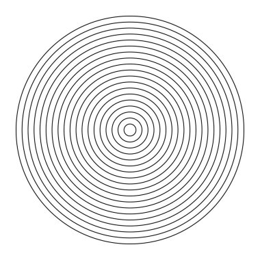 18 eşmerkezli dairenin kutupsal şablonu. Yaşam çarkı şablonu. Boş koçluk. Alışkanlık takipçisi. 18 eşit parçaya bölünmüş diyagram. Boş kutup grafik kağıdı. Siyah ince grafik.