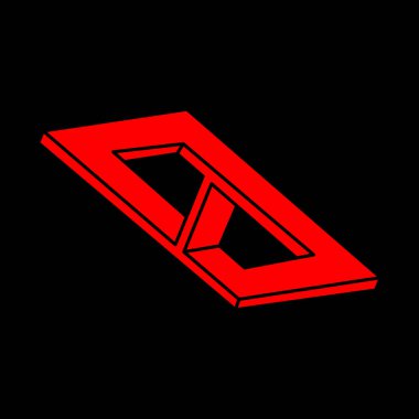 Optik yanılsama. İmkansız şekil vektörü. Logo. Optik sanat objeleri. Geometrik şekil.
