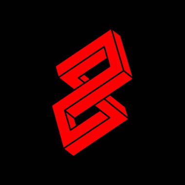 İmkansız şekiller, optik yanılsama figürü, vektör. Logo. Escher paradoksu. Optik sanat objesi. Geometri.