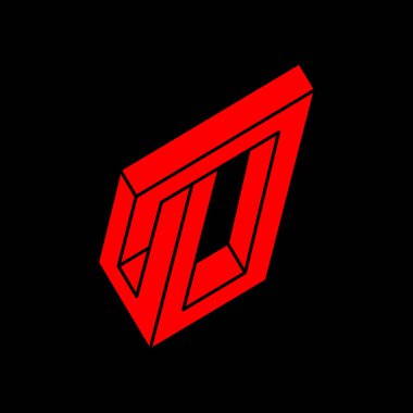 İmkânsız optik illüzyon şekilleri. Logo. Optik sanat objesi. İmkansız bir rakam. Gerçekdışı geometrik nesneler.