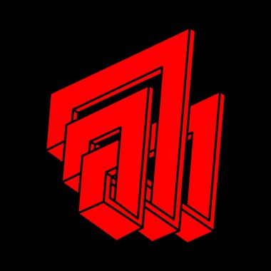 İmkânsız optik illüzyon şekilleri. Logo. Optik sanat objeleri. İmkansız rakamlar. Gerçekdışı geometrik nesne.