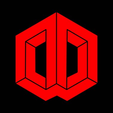 İmkansız şekiller. Optik yanılsama. Kutsal geometri figürü. Soyut sonsuz geometrik nesne. İmkansız sonsuz özet. Optik sanat. Siyah arka planda imkansız geometri şekli. Modern logo.