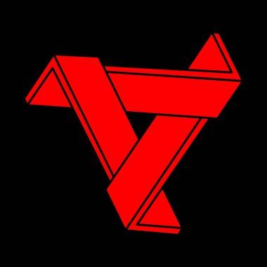 Escher paradoksu geometrisi. Optik yanılsama objeleri. Kutsal geometrik figür. Optik sanat. İmkansız şekiller. Modern üçgen logosu. 