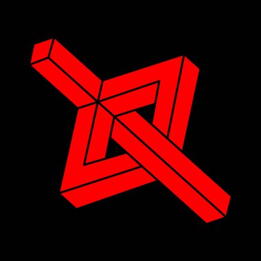 İmkânsız optik illüzyon şekilleri. Modern logo. Optik sanat objeleri. İmkansız rakamlar. Çizgi çalışması. Gerçekdışı geometrik nesne. 