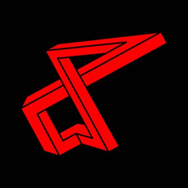 İmkânsız optik illüzyon şekilleri. Optik sanat objeleri. İmkansız rakamlar. Modern logo. Gerçekdışı geometrik nesne. 