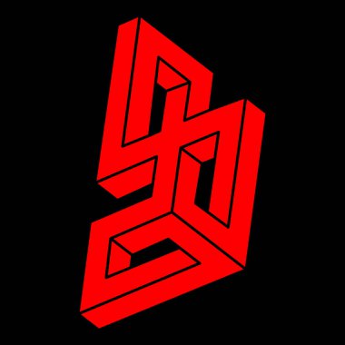 İmkansız şekiller, optik yanılsama, vektör. Optik sanat objeleri. Modern Logo. Geometrik şekiller. 