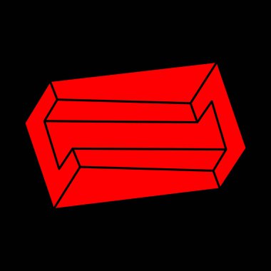 İmkansız bir şekil. Kutsal geometri. Optik illüzyon modern logo. Soyut sonsuz geometrik nesne. İmkansız sonsuz özet. Optik sanat. Siyah arka planda imkansız geometri sembolü. Satır sanatı.