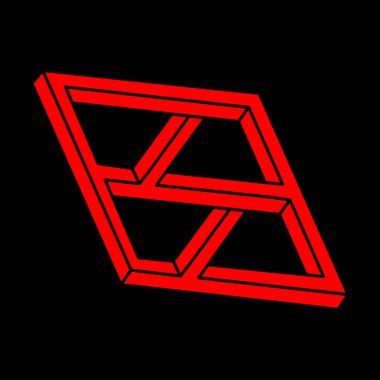 İmkânsız optik illüzyon şekli. Optik sanat objesi. İmkansız rakamlar. Kutsal geometri. Modern logo. 