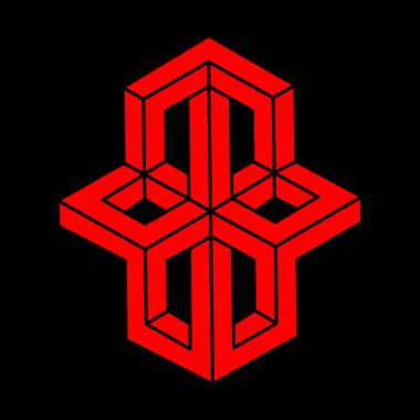 Modern logo. Optik illüzyon şekilleri. Optik sanat objeleri. İmkansız rakamlar. Escher tarzı. Geometri. 