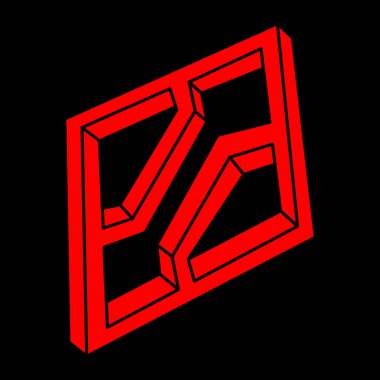 İmkansız şekiller. Kutsal geometri figürleri. Optik yanılsama. Soyut sonsuz geometrik nesne. İmkansız sonsuz özet. Çizgi çalışması. Optik sanat. Siyah bir arkaplanda imkansız geometri şekli.