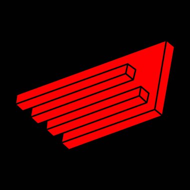 İmkânsız optik illüzyon şekilleri. Modern logo. Optik sanat objeleri. İmkansız rakamlar. Çizgi çalışması. Gerçekdışı geometrik nesne.