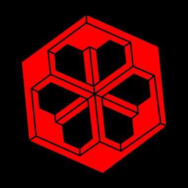 İmkansız şekiller, optik yanılsama figürleri, vektör. Escher paradoksu. Optik sanat objeleri. Geometri modern logosu. 