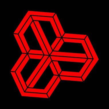 İmkansız nesneler. Optik yanılsama. 3 boyutlu illüstrasyon. Modern logo. 