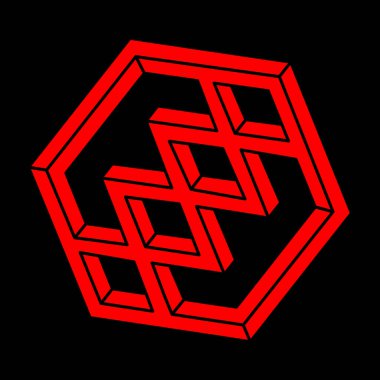 İllüzyon şekilleri. Üç boyutlu geometri. Optik illüzyon figürleri. Kutsal geometri. Modern logo. 