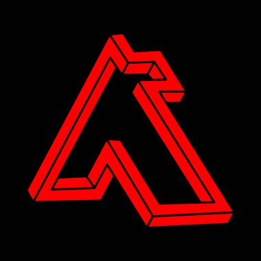 İmkansız şekiller, optik yanılsama, vektör. Optik sanat objeleri. Modern Logo. Geometrik şekiller.