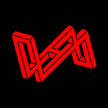 İmkansız şekiller, optik yanılsama modern logo, vektör. Optik sanat objeleri. Geometrik şekiller. 