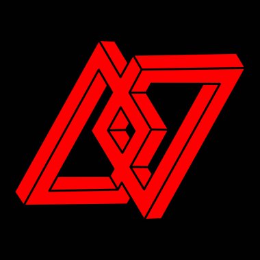 İmkânsız optik illüzyon şekilleri. Modern logo. Optik sanat objeleri. İmkansız rakamlar. Gerçekdışı geometrik nesne. 