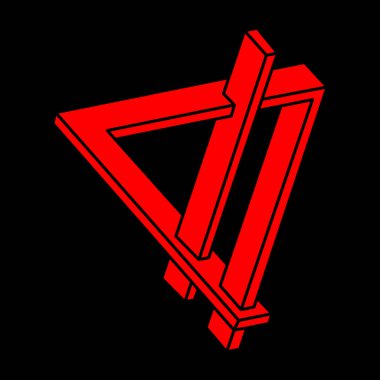 İmkansız şekiller. Kutsal geometri figürleri. Optik yanılsama. Soyut sonsuz geometrik nesneler. İmkansız sonsuz özet. Çizgi çalışması. Optik sanat. Siyah bir arkaplanda imkansız geometri şekli.