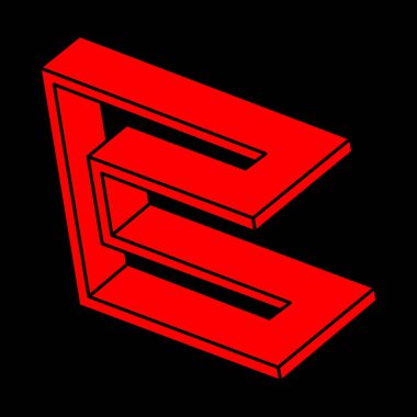 İllüzyon şekilleri. Üç boyutlu modern geometri. Optik illüzyon figürleri. Kutsal geometri logosu. 