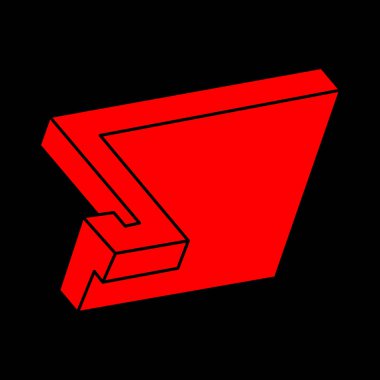 İmkansız şekiller. Kutsal geometri figürleri. Optik yanılsama. Soyut sonsuz geometrik nesneler. İmkansız sonsuz özet. Logo. Siyah arka planda imkansız geometri nesnesi. Optik sanat.