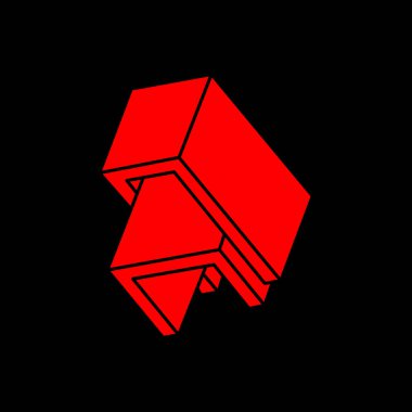 İllüzyon şekilleri. 3 boyutlu geometri logosu. Optik illüzyon figürleri. Kutsal geometri. 