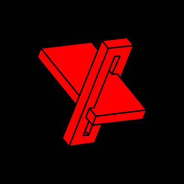 İmkansız şekiller, optik illüzyon logosu, vektör. Optik sanat objeleri. Geometrik şekiller. 